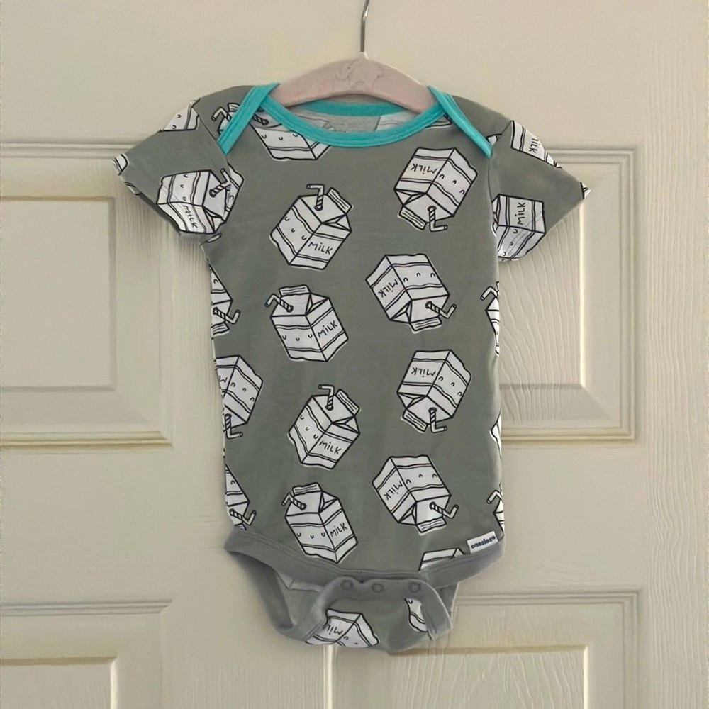 GERBER onesie with milk carton design